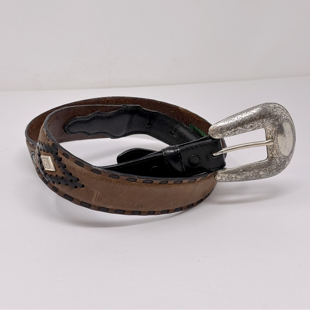 RESISTOL Western Full Grain Leather Belt - Size 34 - Black & Brown